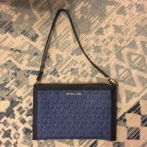 Michael kors denim clutch with detachable strap
